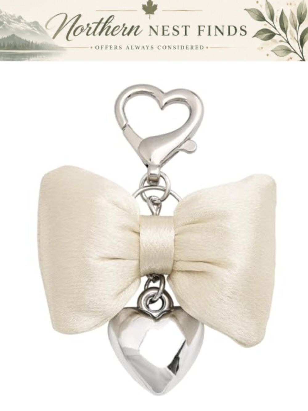Bow Heart Keychain Charm Purse Bag Car Keys Accessory